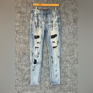 AMIRI Paint Splatter Jeans Slim Fit Rhinestone SZ 32x30 Made in USA Distressed